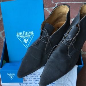 John Fluevog grey suede shoes